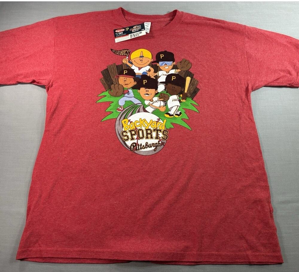 Backyard Sports Pittsburgh Pirates T-Shirt Men's XL NWT Y2K Cartoon Baseball Tee